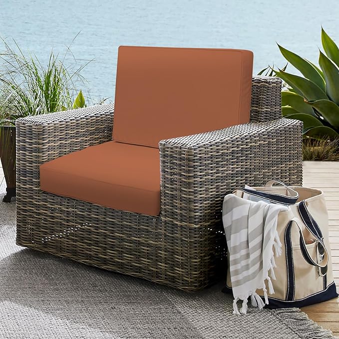 Outdoor Deep Seat Cushion Set 22" x 22", Water Repellent & Fade Resistant Cushion for Patio Furniture, Back & Seat Cushion with Removable Covers for Sofa, Couch, Red