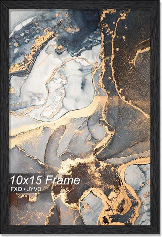 Engineered Wood 10x15 Picture Frame, Black Frame for 10 x 15 Inch Picture Poster Photo, Light Weight 10 by 15 Frame with Wood-grain for Wall - 1 Pack/Black/10 x15