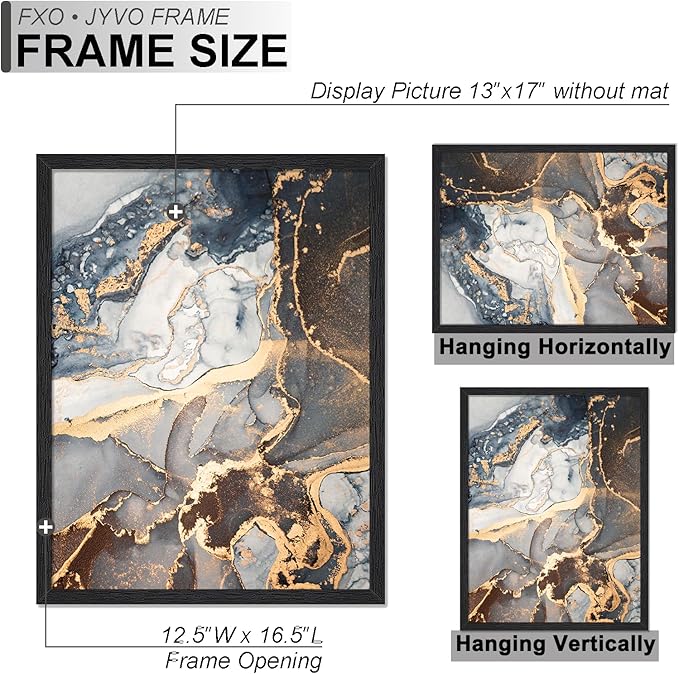 Engineered Wood 13x17 Picture Frame Set of 6, Black Frame for 13 x 17 Inch Picture Poster Photo, Light Weight 13 by 17 Frame with Wood-grain for Wall - 6 Pack/Black/13 x17
