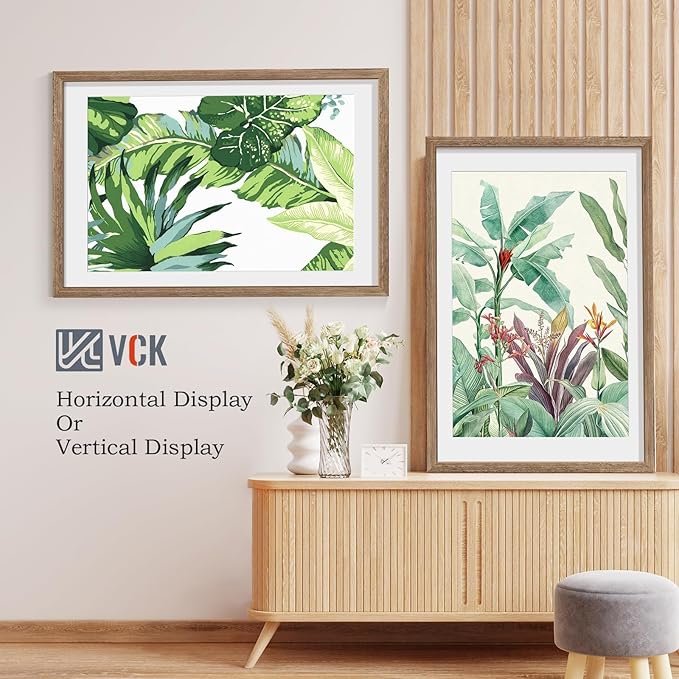 VCK 24x36 Poster Frame 5 Pack - Walnut, High-End Wood Picture Frames with Polished Plexiglass, Display 20x30 Photo with Mat or 24x36 without Mat, Art Gallery-Quality, Wall Hanging, Walnut