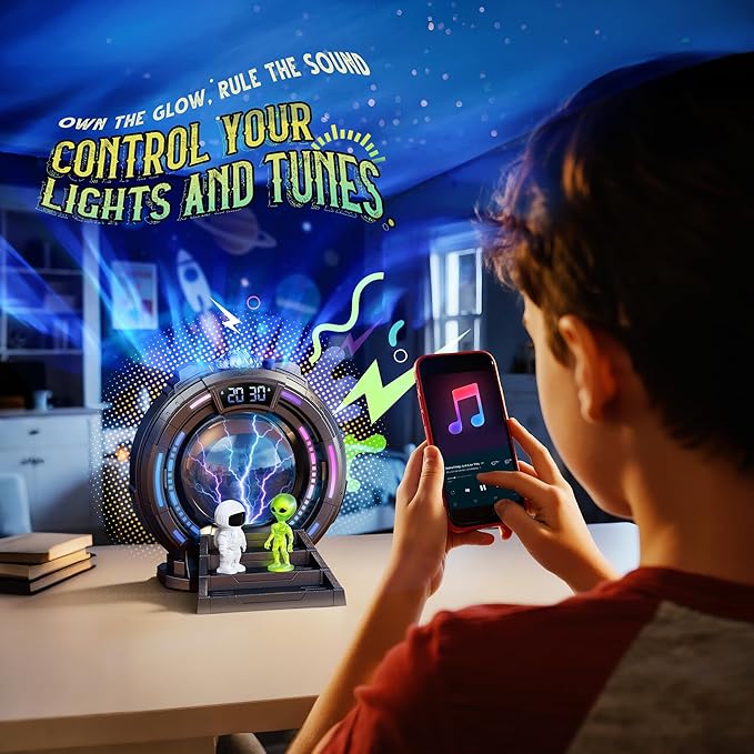 G1 Galaxy Projector with Plasma Ball, Sleep Aid Light for Kids with Aurora Northern Lights, Built-in White Noise, Music Playback, Alarm and Remote Control, Star Lights for Bedroom Decor&Gift
