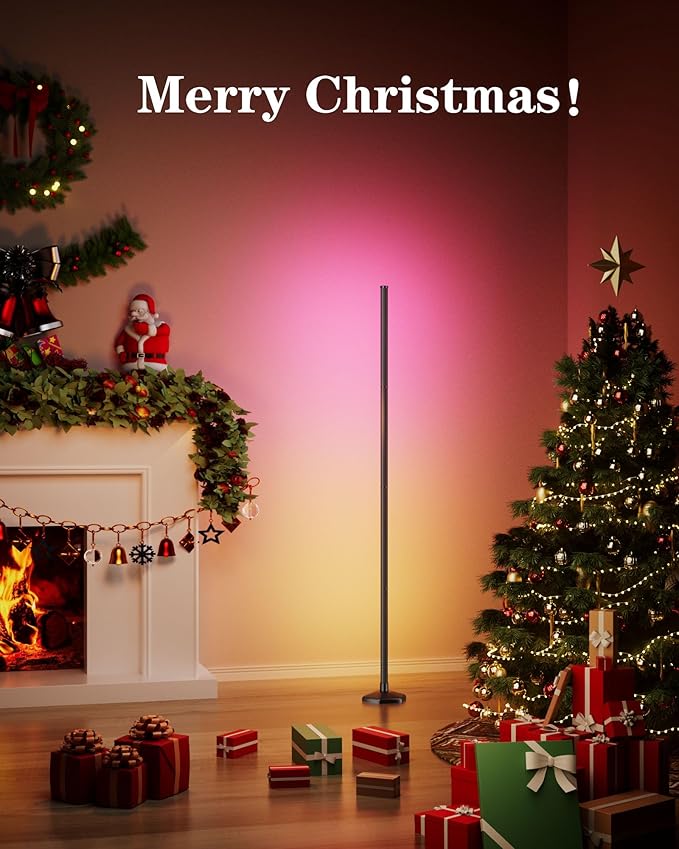 RGB Corner Floor Lamp, 65" Color Changing LED Floor Lamp Bluetooth APP Remote Control Music Sync Modern Standing Lamp 16 Million DIY Colors with Heavy Base for Living Room Bedroom GameRoom