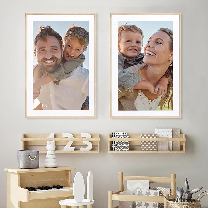 Camden Reed Set of Two Serenity Poster Frames Matted to 20x32 Inches, 24x36 Inch, Light Natural