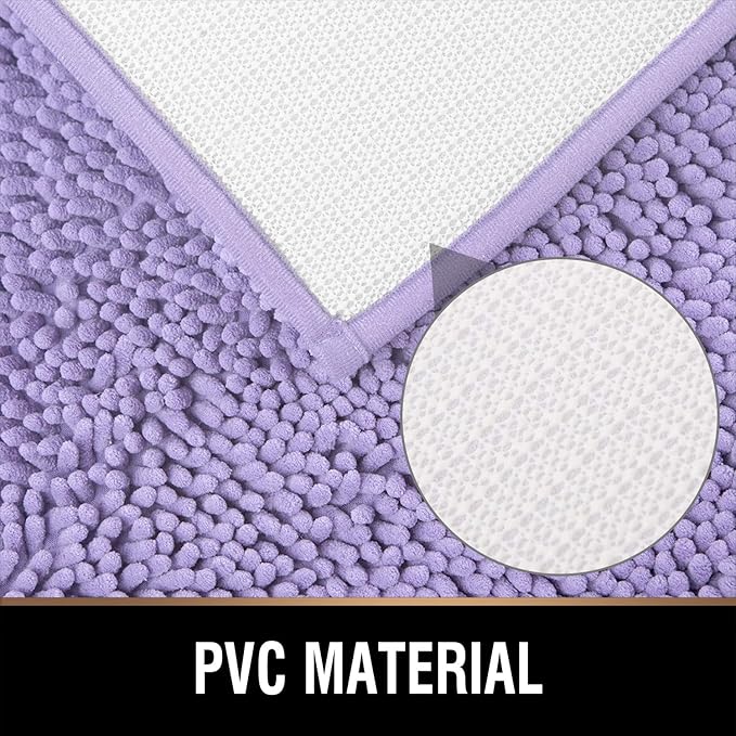 MAYSHINE Round Area Rug Set for Bathroom | Soft Plush Chenille Bath Mat, Water Absorbent Non-Slip Bathroom Rug | Washable Shag Carpet for Shower, Bedroom, or Home Décor | 36"x36" (Round) | Lavender