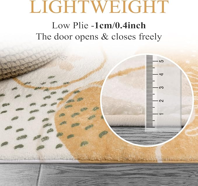 Lahome Boho Washable Rugs for Living Room - 3x5 Non-Slip Small Bedroom Area Rug Throw Soft Nursery Kids Room Rug Low-Plie Botanical Print Capet for Kitchen Entryway Office Bath Laundry Dining Room