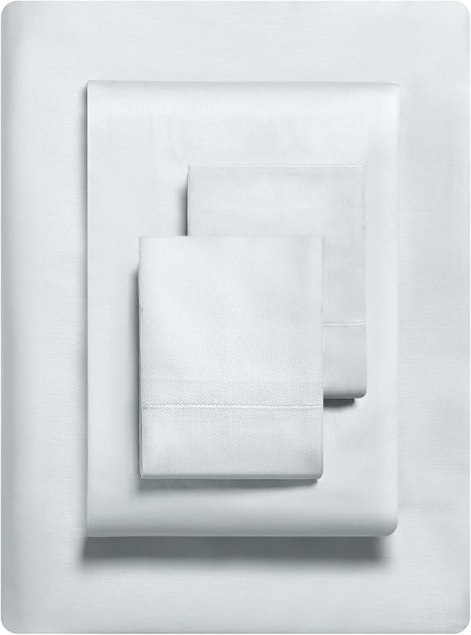 Vera Wang - King Sheet Set, Luxury Sateen Cotton Bedding, 800 Thread Count, Soft & Smooth Room Essentials (Pale Blue, King)
