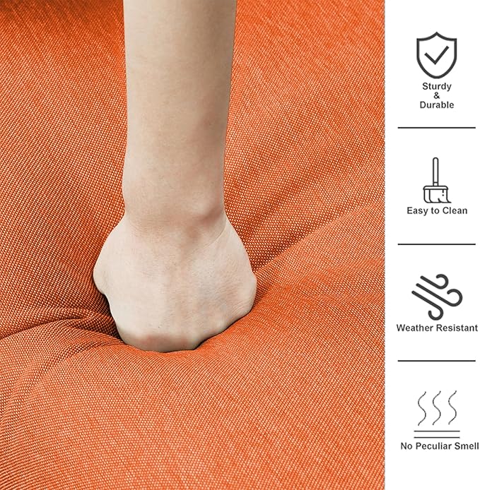 Patio Cushions for Outdoor Furniture - 22×24 Inches High Back and Deep Seating Outdoor Cushion for Patio Chairs Sofa Couch Loveseat Water Resistant(Orange/1 Set/Button)