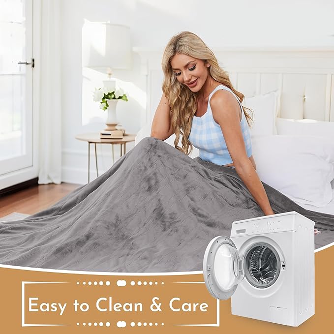 Electric Throw Blanket 50"x60" Throw Size with Cozy Flannel, 5 Heat Settings & 3 Hours Auto Off, Cozy & Warm for All Night, Machine Washable, Light Grey