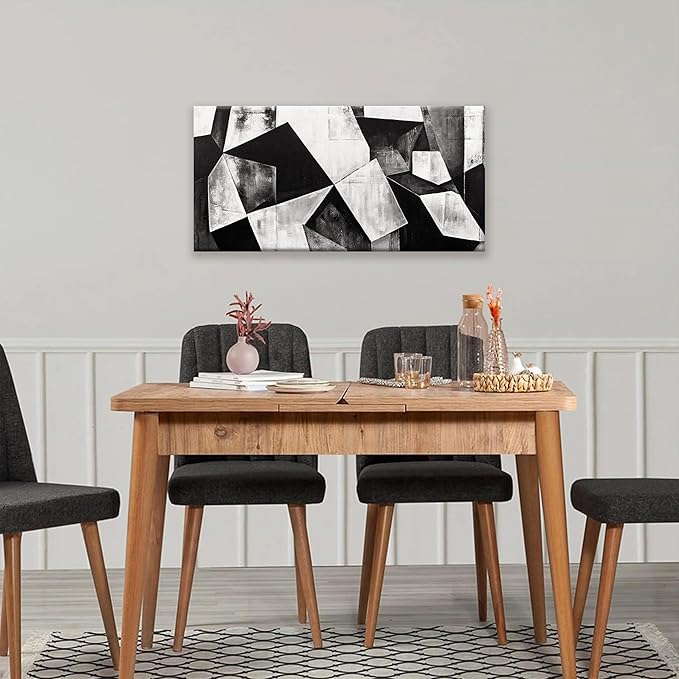 TAIJXAGSG Black And White Wall Art Decor Canvas Art Wall Decor Minimalist Wall Art Geometric Color Block Canvas Artwork Paintings Wall Decor Modern Bedroom Art Office Home Decor Wall 20"X 40"