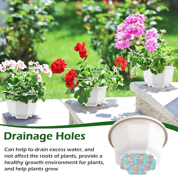 Roshtia 50 Pcs Plastic Hanging Plant Pots with Hooks Flower Pots Baskets Outdoor Hanging Nursery Planter Holder for Home Garden Balcony Porch(Gray White,5.1 inch)
