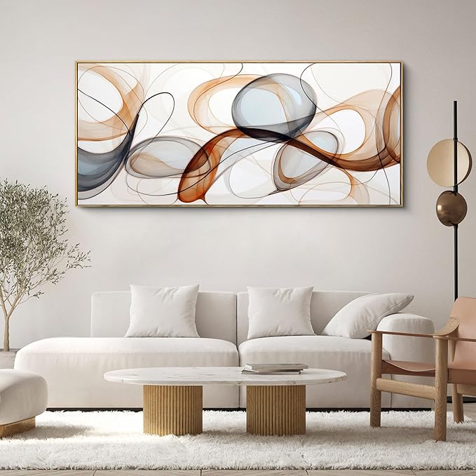 XLSJERST Wall Art for Living Room Elegant Curves Abstract Modern Lightness Wall Art for Office Wall Decor Adorned with an Exquisite Frame for a Touch of Sophistication