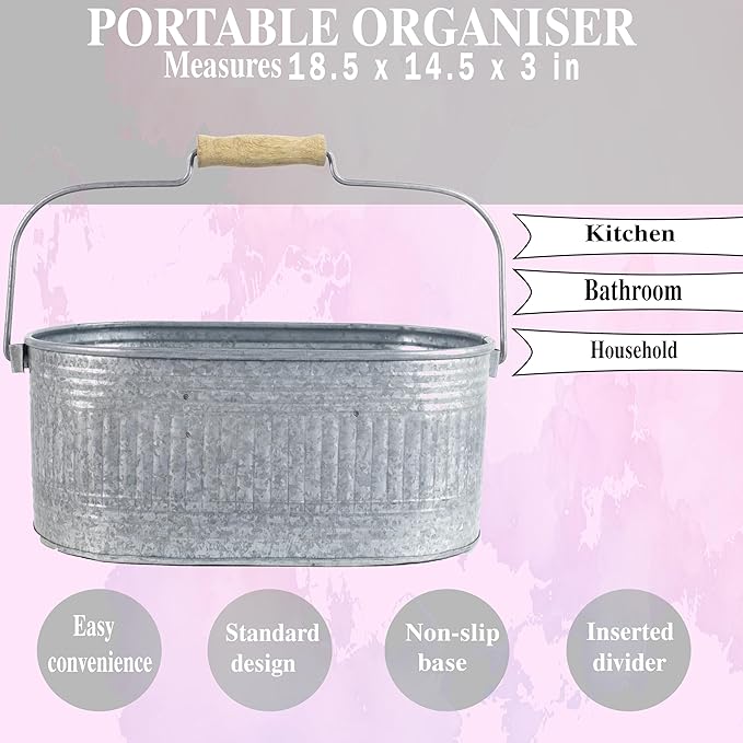 Alpha Living Home Farmhouse Utensils Caddy, Antique Gray, 18.5 x 14.5 x 3 in