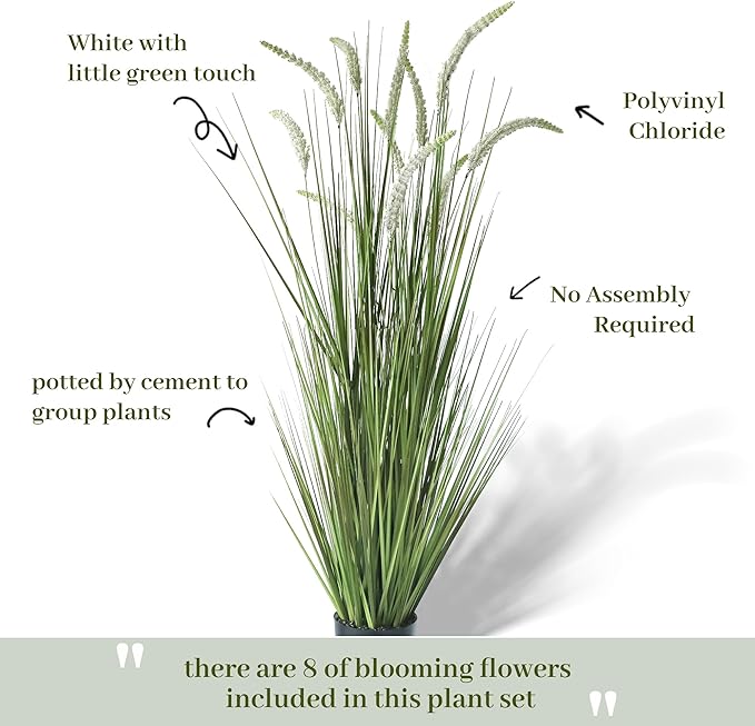 KOL 59in 2-Pack Artificial Veronica Spiked Speedwell Grass Plant, 5ft Faux Veronica Spicata Flower, Tall Fake Horsetail Grasses for Home Office Garden Wedding Decor, Indoor Outdoor, Yellow