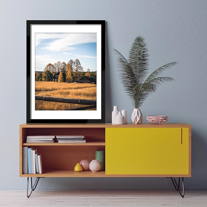 18x24 Picture Frame Set of 5, Black Poster Frame, Display Pictures 16 x 20 with Mat or 18 x 24 Without Mat for Horizontal or Vertical Wall Mounting, Wall Gallery Frame for Artwork