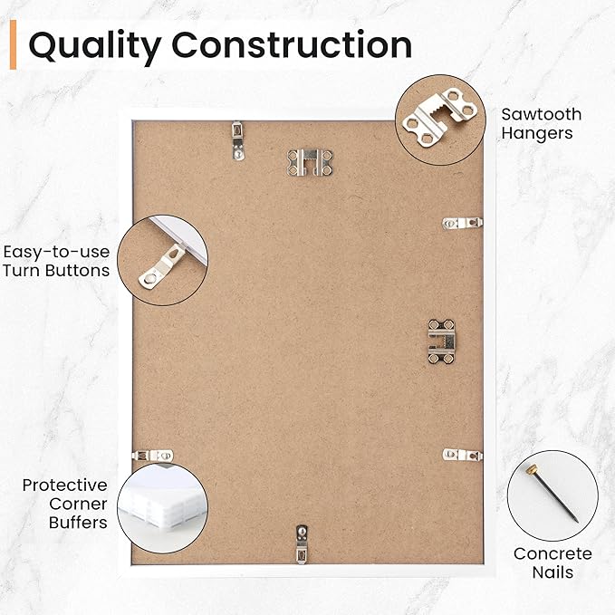 11x14 inch Picture Frame, 11x14 Photo Frames with 8x10 Removable Mat - High Definition Plexiglass - Vertical and Horizontal Display - Wall Hanging Frame - White, 12 Pack