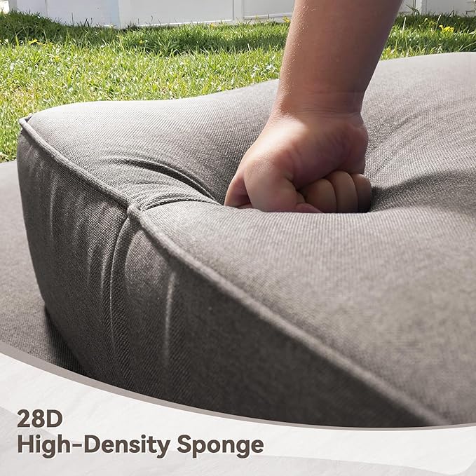 Luxury 6" Outdoor Cushions for Patio Furniture, 24x24x6 Thick Seat Cushion Set of 5, Fade Resistant Couch Chair Replacement Cushions High Density Deep Wicker Chair Cushion w/Removable Cover Gray