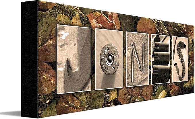 Personal-Prints HUNTING or Hunter Personalized Name Art Décor Gift | Customized Name Art Present for Those who Hunt Deer, Waterfowl and more (6"x18" Stretched Canvas)
