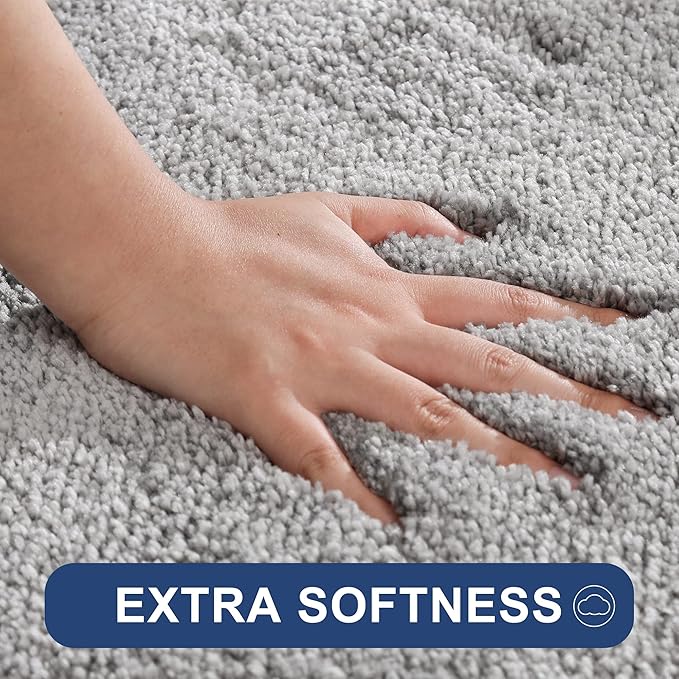 COSY HOMEER Bath Rugs for Bathroom Extra Thick - Anti-Slip Bath Mats Soft Plush Yarn Shaggy 100% Strong Mirco Polyeste Mat Living Room Bedroom Mat Floor Water Absorbent(Grey,20x32 - Inches)