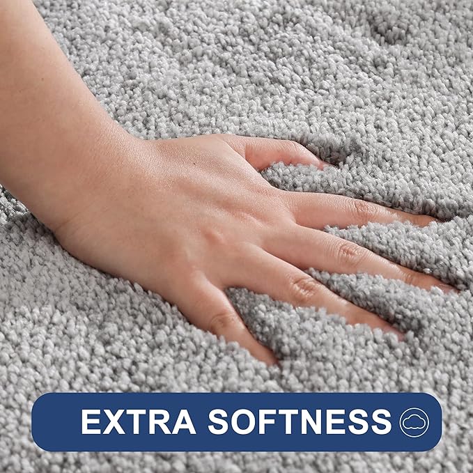 COSY HOMEER Extra Thick Bath Rugs for Bathroom - Anti-Slip Bath Mats Soft Plush Yarn Shaggy 100% Strong Mirco Polyeste Mat Living Room Bedroom Mat Floor Water Absorbent(Grey,16x24 - Inches)