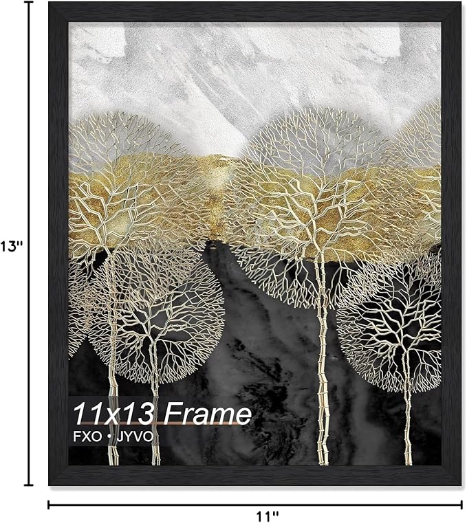 Engineered Wood 11x13 Picture Frame, Black Frame for 11 x 13 Inch Picture Poster Photo, Light Weight 11 by 13 Frame with Wood-grain for Wall - 1 Pack/Black/11 x13