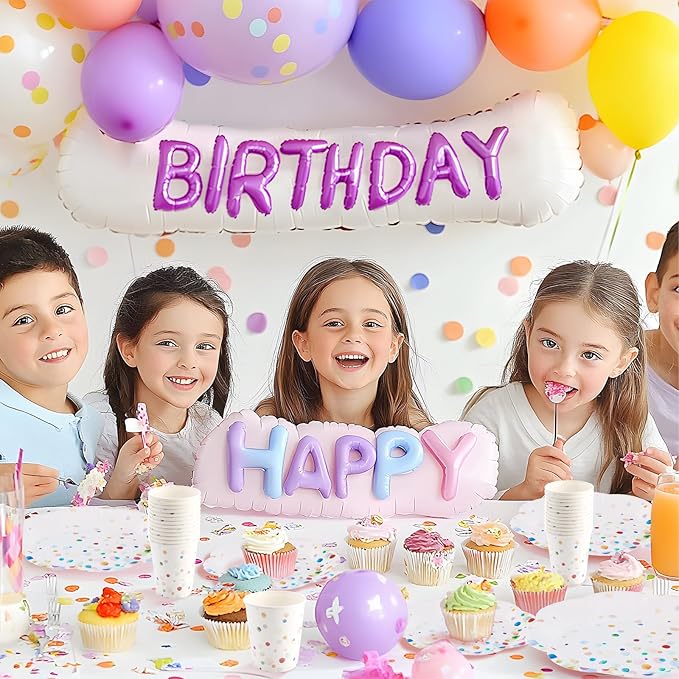 200PCS Confetti Plates Disposable Tableware Set - 50 Large & Small Colorful Polka Dot Plates, 50 Paper Cups, 50 Napkins - Perfect for Birthday Parties