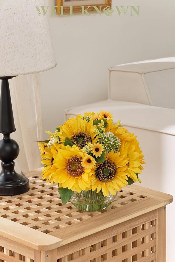 WELL KNOWN Sunflower Decor Arrangement as Table Centerpieces, Artificial Flowers in Vase for Home Decor Sunflower Centerpieces for Table and Kitchen Decor