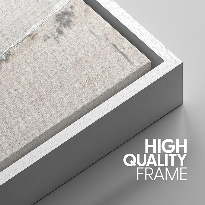 SIGNWIN Framed Canvas Print Wall Art Set Industrial Grunge White Gray Landscape Shapes Abstract Illustrations Modern Art Decorative Nordic Zen for Living Room, Bedroom, Office - 16"x24"x3 White