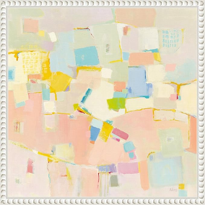 Amanti Art Framed Canvas Wall Art 16x16 Block Party by Phyllis Adams, Framed Wall Art Canvas, Abstract Artwork, Traditional Decor, Small Poster Painting for Living Room, Bedroom, Bathroom, Kitchen,