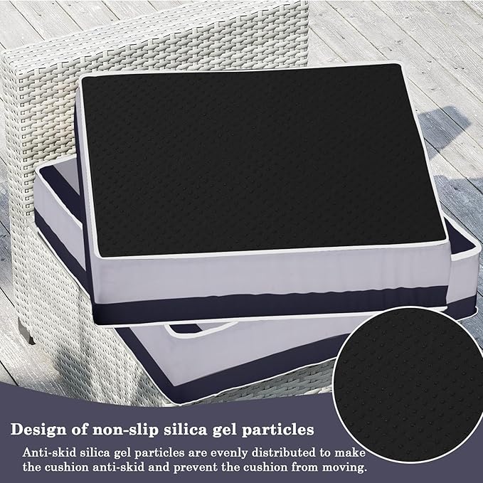 Outdoor Furniture Replacement Cushions, 14 Pcs Water-Resistant Replacement Sofa Cushion for Patio Garden Porch (Liner&Cover,Only Cushions No Sofa) (Navy Blue and White Stripes)