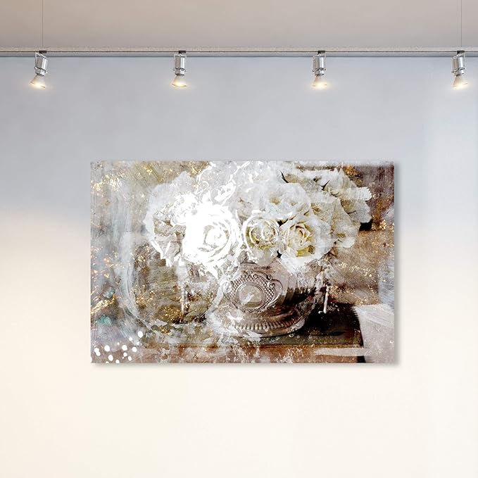 The Oliver Gal Artist Co. Floral Wall Art Canvas Prints 'Serving Roses' Home Décor, 45" x 30", Tan