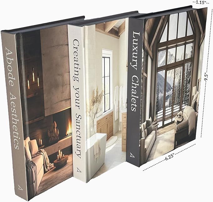 Array & Arrow Decorative Book Set of 3 for Home Decor | Hardcovered Book Set for Home Decor | Coffee Table Décor | Fake Books for Decoration | Faux Books for Decoration (Small - Blank Pages)