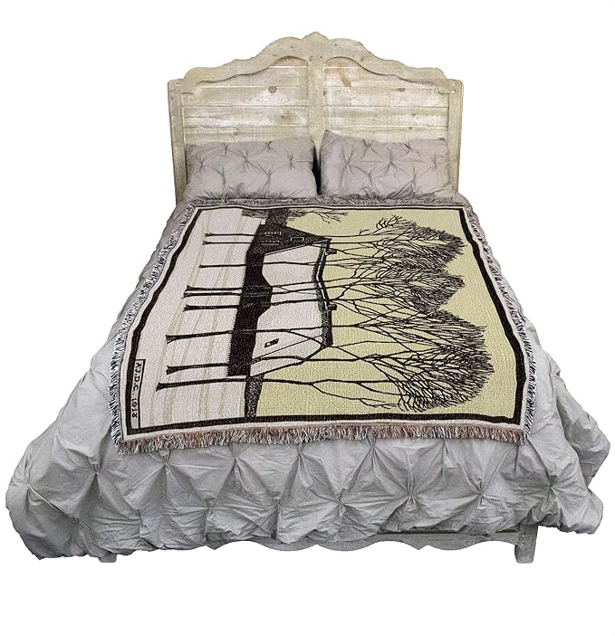 Pure Country Weavers Farm in The Snow Blanket by Julie DeGraag - Fine Art Gift Tapestry Throw Woven from Cotton - Made in The USA (72x54)