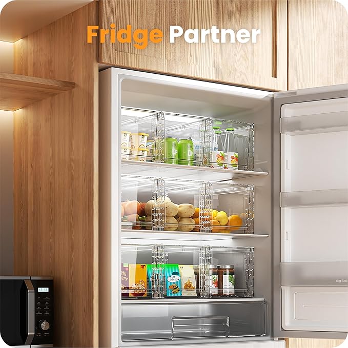 A-LuGei 【𝟰𝗣𝗖𝗦】 Acrylic Stackable Storage Drawers, 11.8" L Makeup Organizer, Bathroom Organizer and Storage, Plastic Storage Bins for Kitchen Cabinet Pantry Medicine Fridge