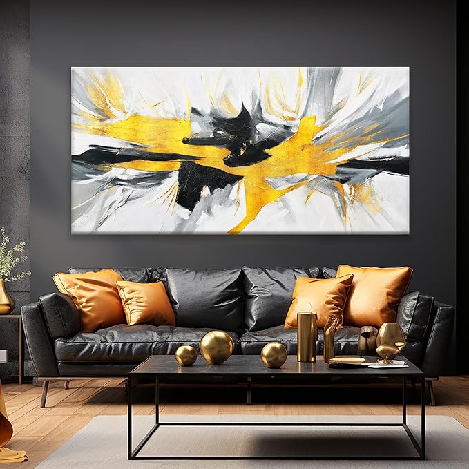 TAIJXAGSG Abstract Wall Art Canvas Art Wall Decor For Living Room Decorations Large Black And Gold Wall Art Office Decor Abstract White Wall Art For Home Bedroom Kitchen Artwork 29 x 58 Inch