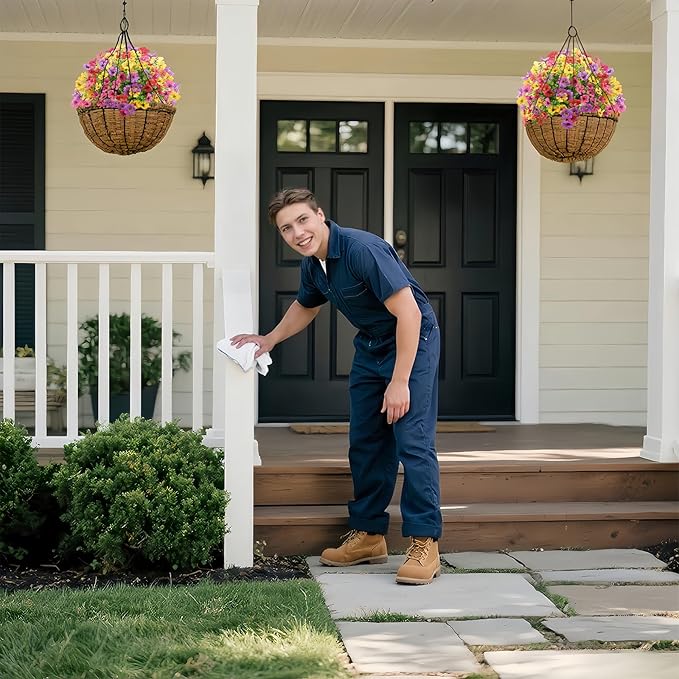 Violet Outdoor Flowers UV Resistant, Ideal Faux Flower for Outdoor Planters in Garden, Patio, Yard, Staircase, Front Porch Decor (Colorful)