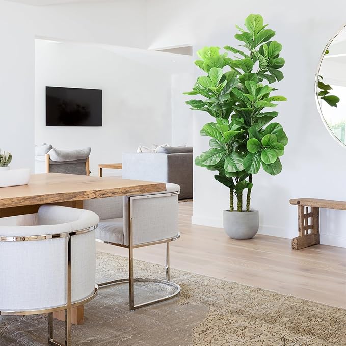 ROOMTEC 6ft Artificial Fiddle Leaf Fig Tree in Pot Faux Fiddle Leaf Fig Tree Large Artificial Tree for Indoor Outdoor House Living Room Office Modern Decoration