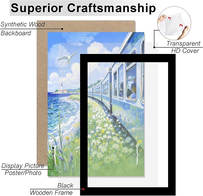 KTKDE 20x30 Poster Frame Black 3 Pack, 30 x 20 Picture Frames Wooden with Polished Plexiglass,Horizontal or Vertical Wall Mounting Hanging Large Studio Gallery Photo Frames Wall Art
