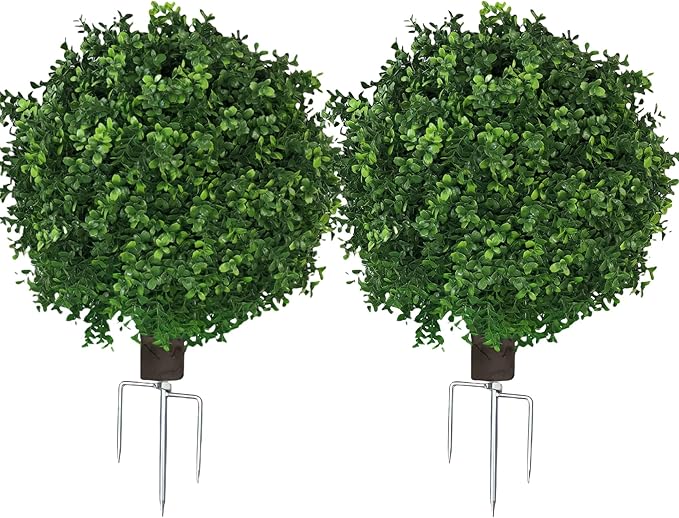 QIANYUN Artificial Boxwood Ball Bush-30inch Faux Boxwood Decorative Balls for Backyard, Balcony,Garden, Wedding and Home Décor (2, 30inch)