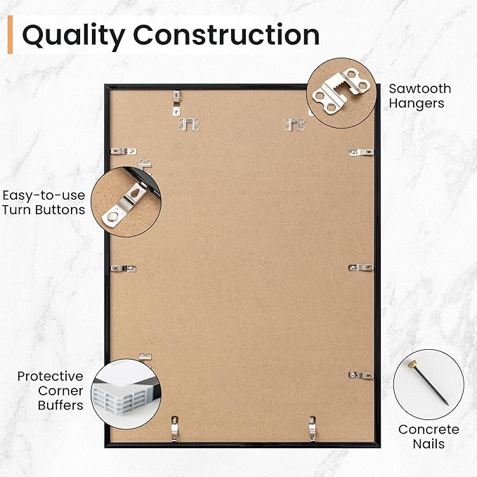 18x24 inch Picture Frame, 18x24 Photo Frames with 16x20 Removable Mat - High Definition Plexiglass - Vertical and Horizontal Display - Wall Hanging Poster Frame - Black, 3 Pack