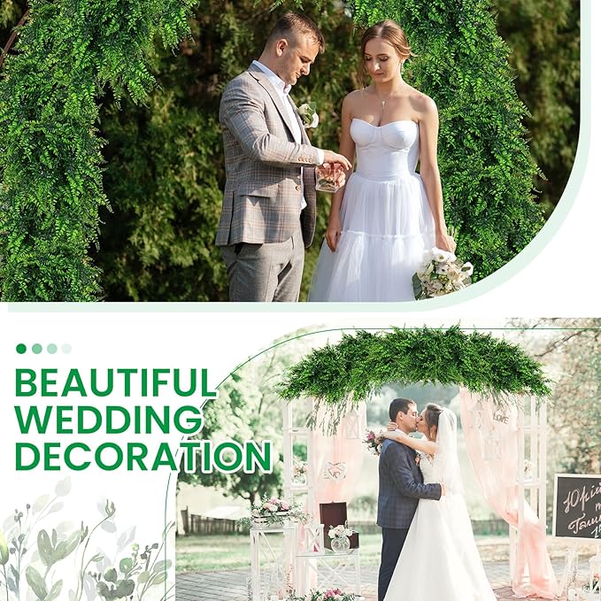 Geosar 88 Pcs Artificial Hanging Plants 32 Inch Hanging Boston Ferns Plastic Fake Plants for Wall Room Garden Wedding Garland Indoor Outdoor Decoration, No Basket