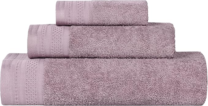 Superior Honeycomb Cotton Medium Weight Towels, for Guest Bath, Master Bathroom, Shower, Quick Dry, Adults, Home Essentials, Textured Waffle Border, Assorted Towel Set, 3 Piece Towel Set, Sea Fog