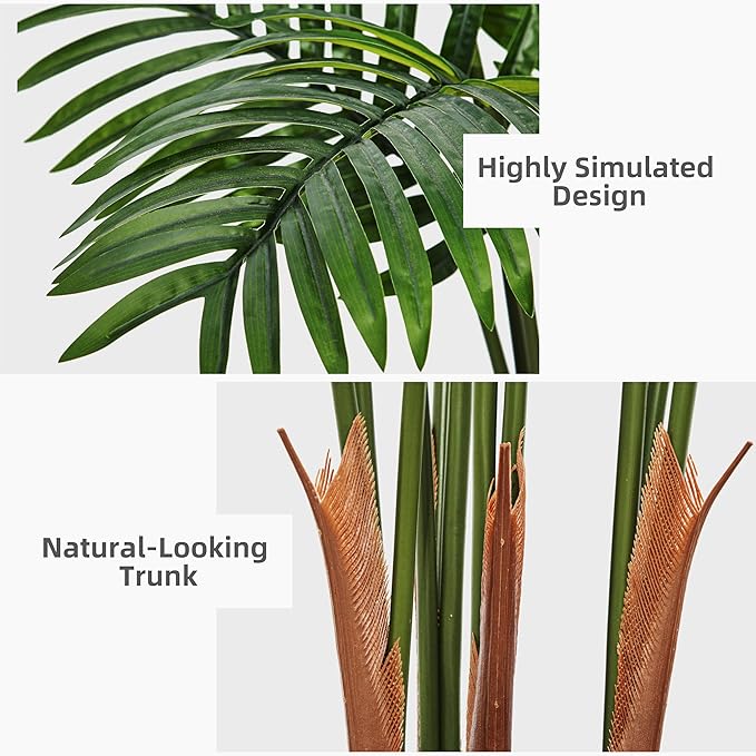 Artificial Palm Tree 5FT - Fake Tree with Black Tall Planter - Faux Tropical Areca Floor Plant in Pot - Artificial Silk Plant for Home Office Living Room Decor Indoor