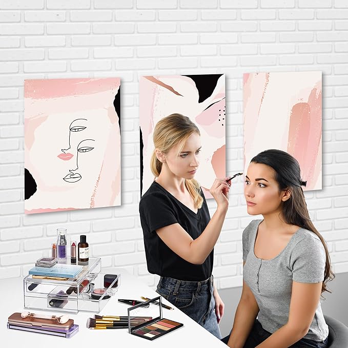 Sorbus Stackable Acrylic Drawers - 2 Clear Storage Drawers for Organizing Make up Palettes, Nail Polish, Hair Accessories, Cosmetics & Beauty Supplies - Makeup Organizer for Vanity, Bathroom Organizer