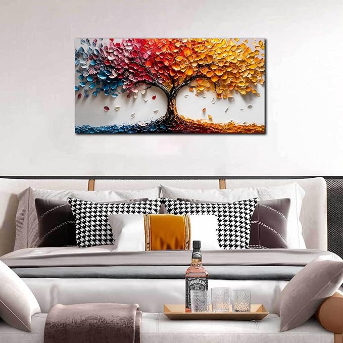 Trees Canvas Wall Art for Living Room - Colorful Tree Wall Art for Bedroom Teen Girls - Office Posters Wall Decor Size 20" x 40"