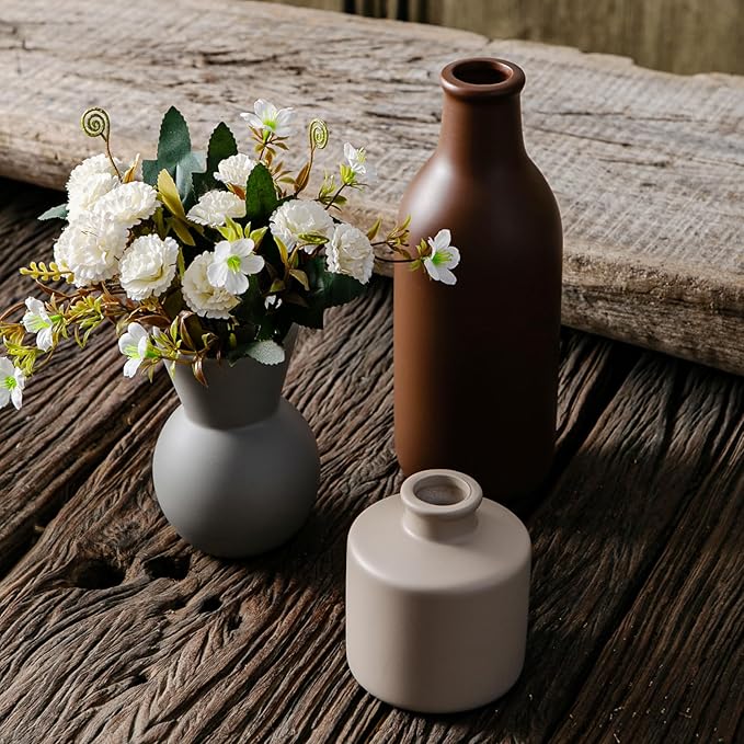 Modern Vases for Home Decor, Artificial Fake Flowers with Vase, Ceramic Vase for Centerpieces