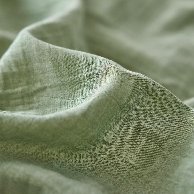 VM VOUGEMARKET Muslin Duvet Cover King Size,Breathable Linen Like Guaze Textured Bedding Comforter Cover Set 3 Pieces Minimalist Duvet Cover with 2 Pillowcases, 104"x90",Mint Green
