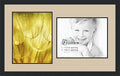 ArtToFrames Collage Photo Frame Double Mat with 2-11x14 Openings and Satin Black Frame