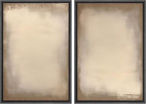 MUDECOR Framed Canvas Print Wall Art Neutral Minimalist Modern Abstract in Beige and Taupe Illustrations Modern Art Decorative Bohemian Colorful for Living Room, Bedroom, Office - 24"x36"x2 Black