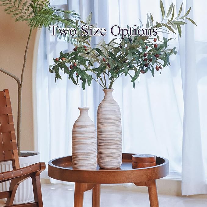 ALMA White Ceramic Vase 11 inch Tall, Narrow Boho Vases for Eucalyptus Leaf Branch|Small Pampas Grass Vase for Minimalist Home Decor, Coastal, Modern Bohemian Style Decor