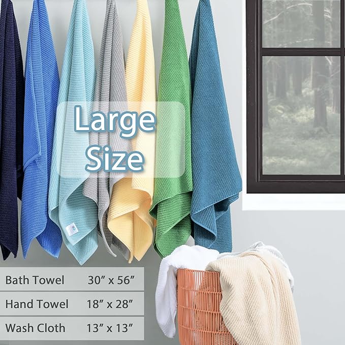 Hot Pink Towels - 100% Cotton, Soft, Quick Dry, Lightweight, Towel Set of 6, 2 Large Bath 30"x56", 2 Thick Hand 18"x28", 2 Absorb Washcloths 13"x13", Pink Bath Towel with Hanging Loop, Luxury Gift Set